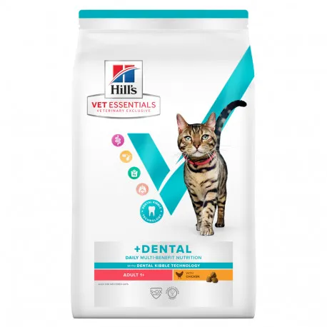 Hill's Vet Essentials +Dental Daily Multi-Benefit Adult 1+ au poulet pour chat - 1,5 kg